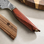 XINZUO Xing Series Hand-forged 5.1 Inches Utility Knife 73-Layer Pattern Damascus Steel - Ultra-Sharp Multi-Purpose Cooking Knife