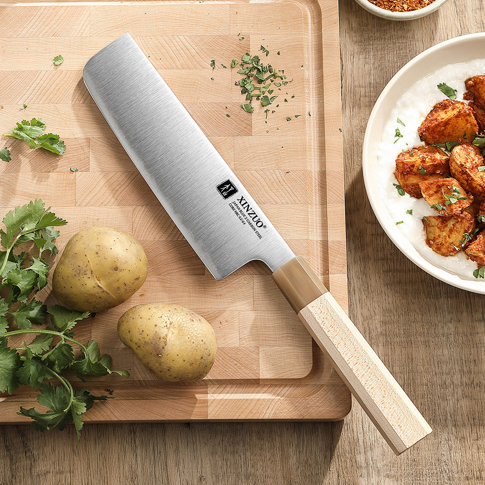 XINZUO Premium Nakiri Knife,Aogami No.2 Carbon Steel,Ergonomic Sharp Kitchen Chef Knife for Home & Professional Use