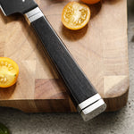 XINZUO Premium 5.3" Damascus Steel Utility Knife - 67 Layers Damascus Steel, 60±2 HRC, Black Titanium Plated, Full Tang, Professional Kitchen Knife