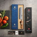 XINZUO 6.8 Inches 67 Layers Japanese AUS-10 Damascus Steel Nakiri Knife-Jiang Series