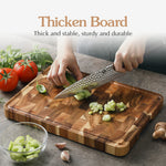 XINZUO Acacia Wood End Grain Cutting Board with Handles & Non-Slip Feet,Gift Box Package, Size 13.8" x 9.8" x 1"