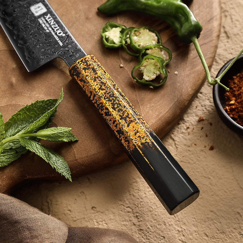 XINZUO 8.3 Inches Bunka Knife Ultra Sharp ZDP-189 Damascus Chef Knife Ergonomic Octagonal Handle Cooking Knife
