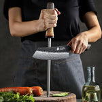 XINZUO 9 Inch Knife Sharpening Rod - High Carbon Steel Chrome Plated Honing Steel with Ergonomic Handle for Professional & Home Kitchen Use