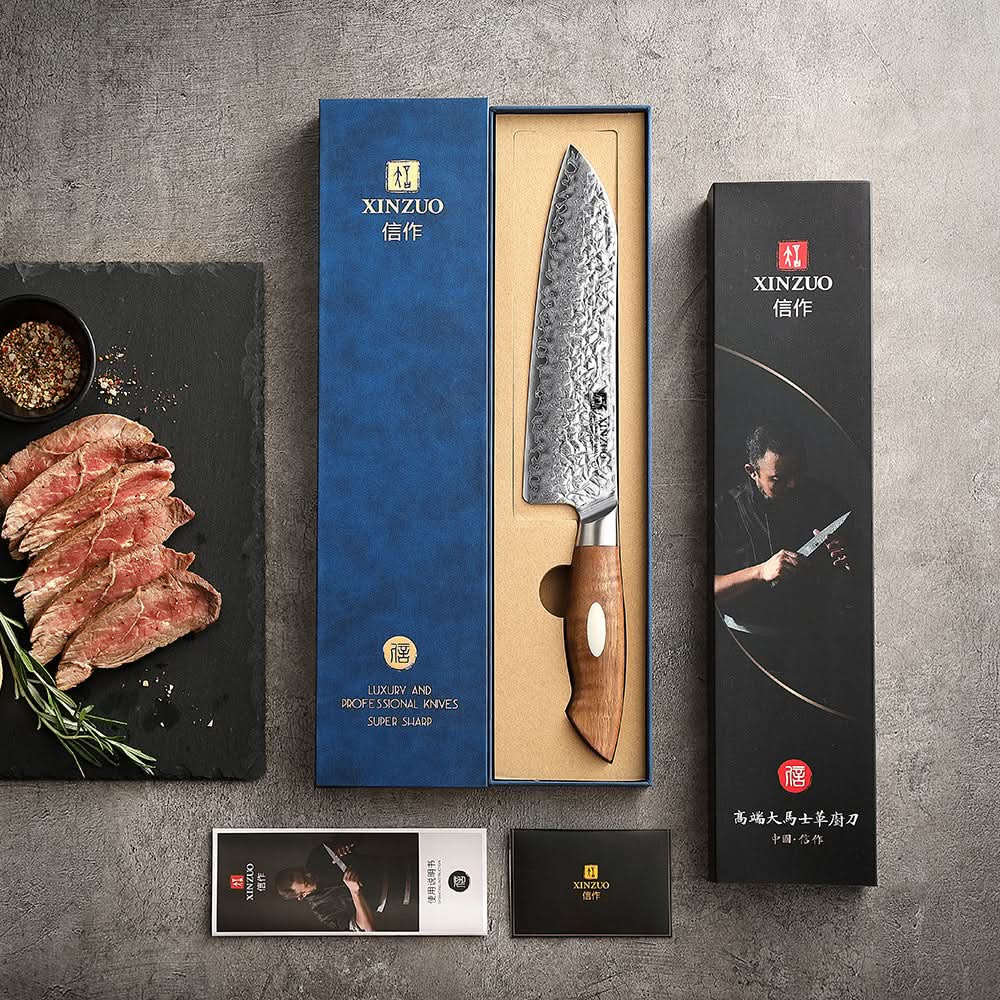 XINZUO 7 Inches 67 Layers Japanese AUS-10 Damascus Steel Gyuto Knife/ Chef Knife-Jiang Series