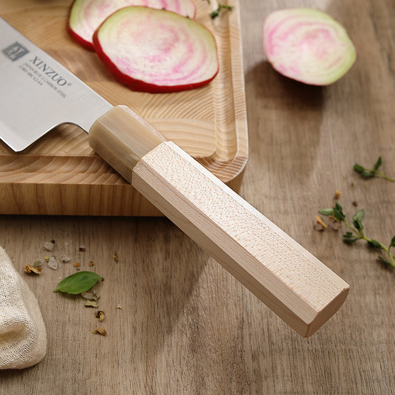 XINZUO 8.5 Inches Kiritsuke Knife/Gyuto Chef knife/Bunka Knife, Japanese Aogami #2 Steel, 62-64HRC, Ergonomic Octagonal Handle, Exquisite Gift-Ready Packaging