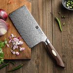 XINZUO 7 Inches Cleaver Knife,110 layers of dual-core Damascus Steel,North America Desert Ironwood