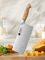 XINZUO Professional Chinese Meat Cleaver Knife - Triple-Layer Composited Steel with Olive Wood Handle, Razor Sharp & Ergonomic Design-PIN Series
