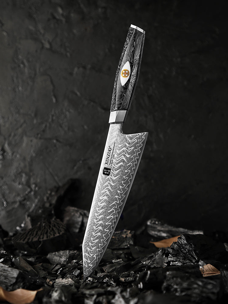XINZUO Professional Chef Knife - Böhler M390 Powder Core, Water Wave Damascus Pattern, Comfort Grip Handle for Home & Restaurant Use