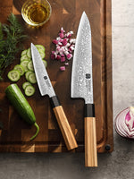 XINZUO 2PCS Knife Set, 67 Layers Damascus Steel Kitchen Knives, 10Cr15CoMoV Steel Core, Ergonomic Handle, Multipurpose Prepping Knives