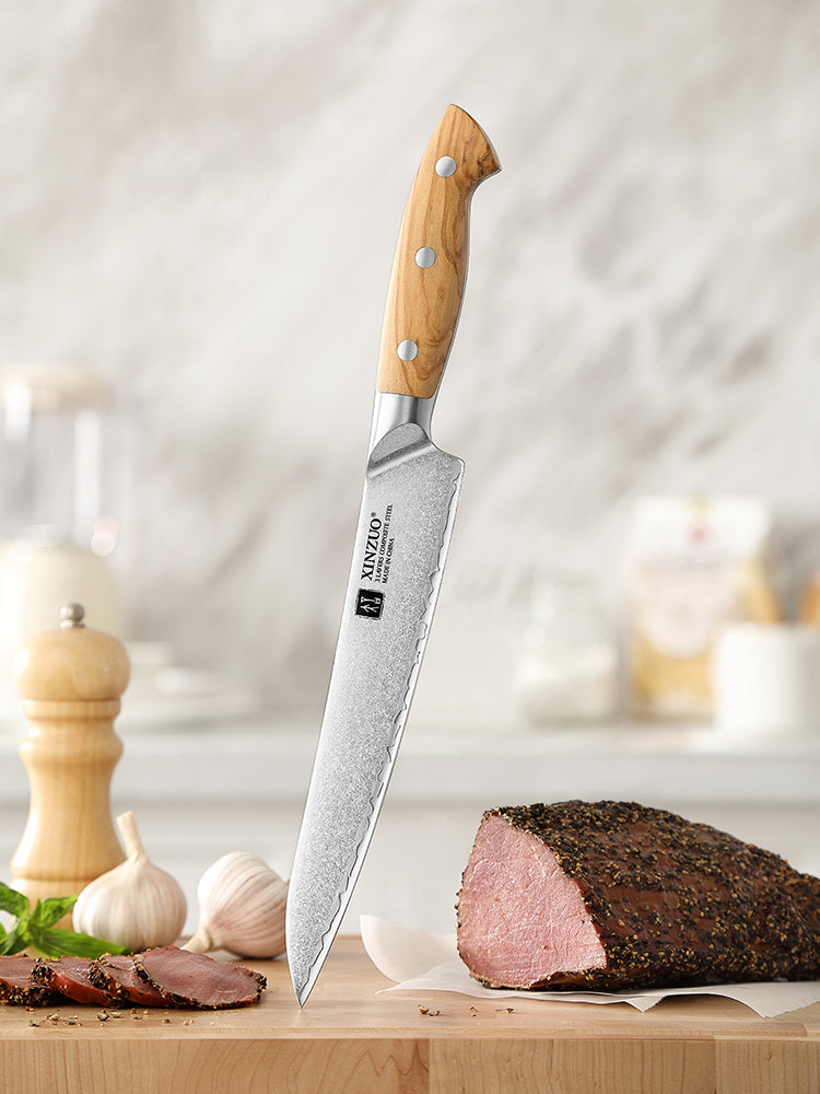XINZUO Professional Carving Knife - Triple-Layer Composited Steel with Olive Wood Handle, Razor Sharp & Ergonomic Design-PIN Series