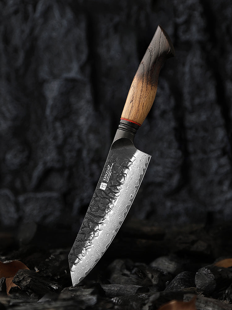 XINZUO 5.7 Inch Santoku Knife 67 Layers Damascus Steel with Burnt Oak Handle – Precision Japanese Multi-Purpose Chef Knife