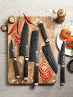 XINZUO Ji Series 5PCS Damascus Steel Knife Set 67-Layer Damascus Steel Blade 60±2 HRC Hardness Core 15° Ultra-Sharp Edge