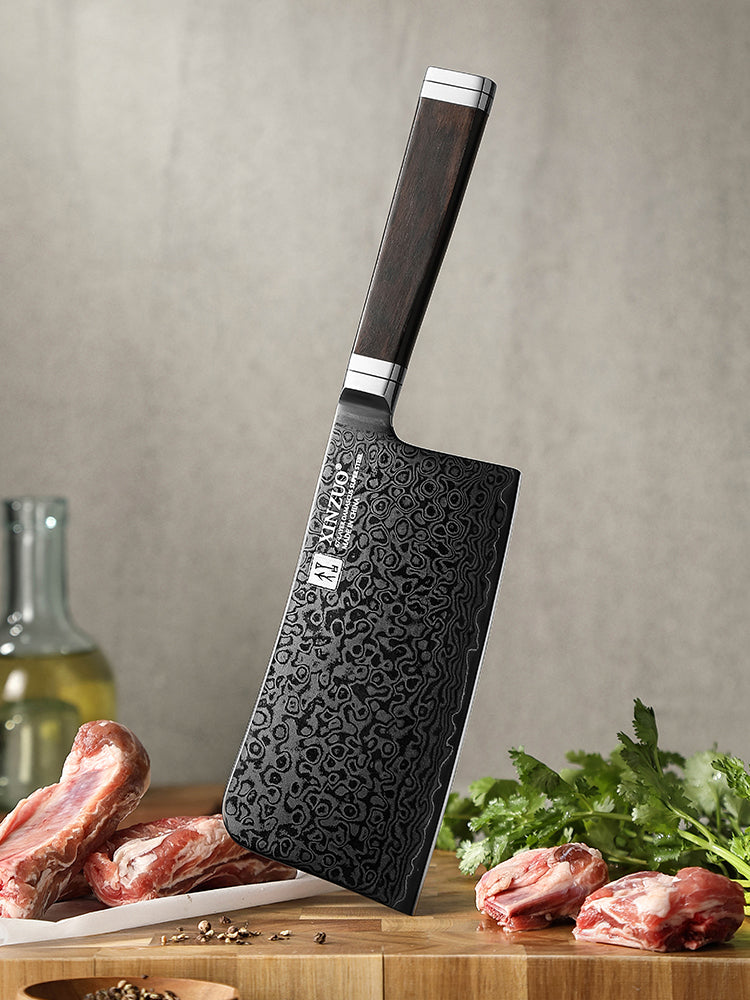 XINZUO Ji Series 67 Layers Damascus Steel Bone Chopper Knife 7Cr17MoV Steel Core Razor Sharp Kitchen Knife