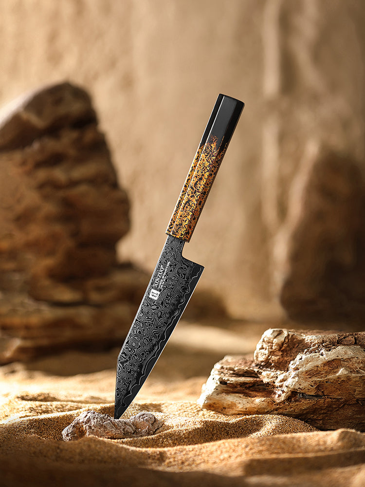 XINZUO Practical 6 Inches Bunka Knife 49-Layer Damascus ZDP-189 Core Ebony Wood Handle