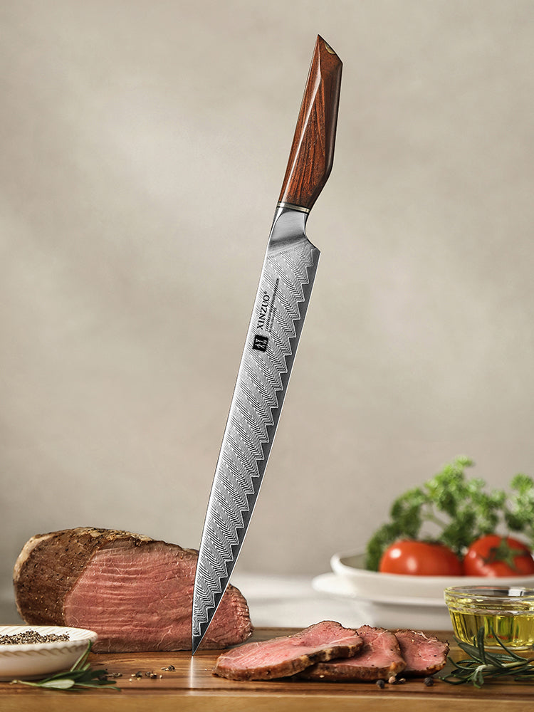 XINZUO Xing Series 10.2 Inches Carving Knife – 73-Layer Damascus Powder Steel, Michelin Star Collaboration, Sustainable Packaging, All-Purpose Culinary Tool
