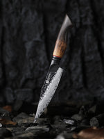 XINZUO 5.6 Inches 67 Layers Black Damascus Steel Kitchen Utility Knife with  Burnt Oak Handle MO-Series