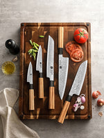 XINZUO 5-Piece Complete Kitchen Knife Set, Custom 67 Layer Damascus Steel Blade,Olive Wood Handle, For Home Daily Food Prep