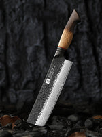 XINZUO 7 Inch Japanese Nakiri Knife, 67 Layers Damascus Steel with Burnt Oak Handle - Precision Vegetable Chef Knife for Professional & Home Use