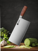 XINZUO 8.5 Inches Cleaver Knife, 3 Layers Clad Steel with Red Wood Handle & Copper Rivets, 58~60HRC - FU Series