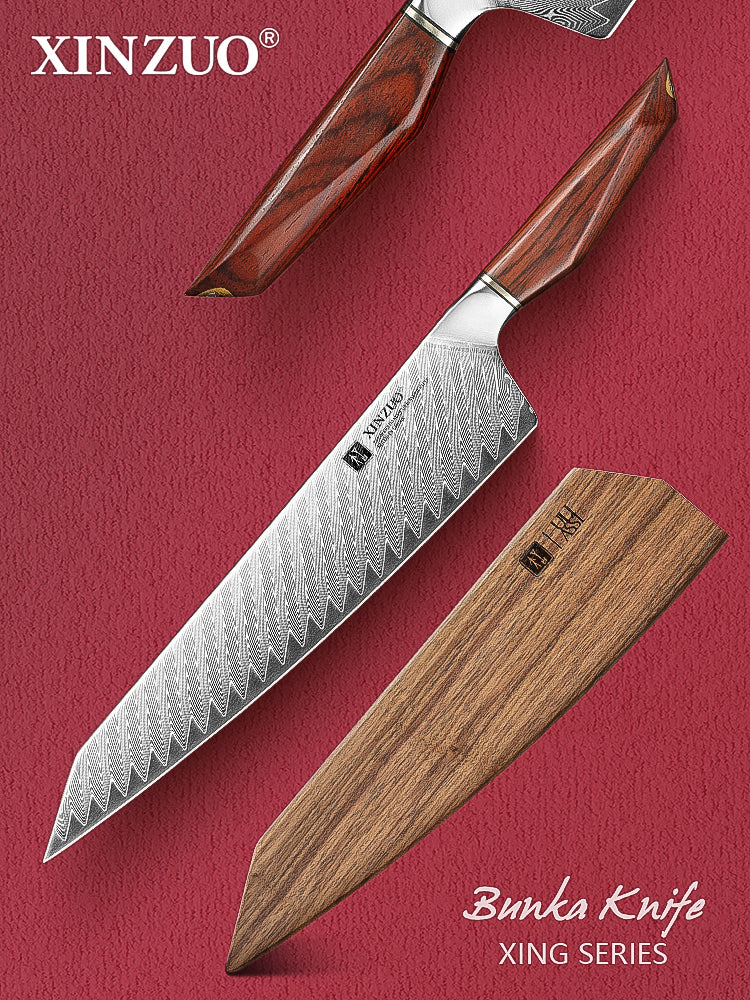 XINZUO Xing Series Custom Bread Knife 10 Inches 73-layer Damascus Powder Steel 14Cr14MoVNb Core Cutting Cake And Bread