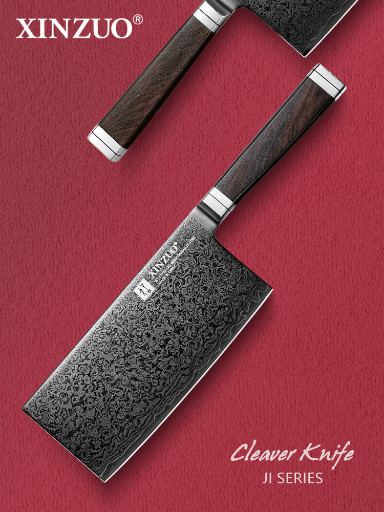 XINZUO Ji Series Chinese Cleaver Knife,7.1 Inches Kitchen Knife,High Hardness 60±2HRC,Cut Vegetable&Meat