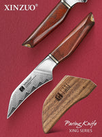 XINZUO Xing Series 3 Inches Paring Knife - 14Cr14MoVNb Steel Core With Wooden Sheath  Eco-Friendly Gift Package