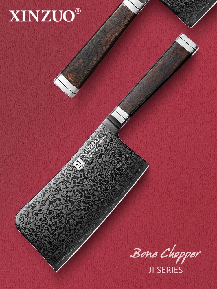 XINZUO Ji Series 67 Layers Damascus Steel Bone Chopper Knife 7Cr17MoV Steel Core Razor Sharp Kitchen Knife