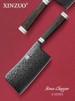 XINZUO Ji Series 67 Layers Damascus Steel Bone Chopper Knife 7Cr17MoV Steel Core Razor Sharp Kitchen Knife