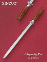 XINZUO Xing Series High-Carbon Steel Knife Sharpening Rod,Premium Solid Wood Handle - Eco-Friendly Gift Packaging