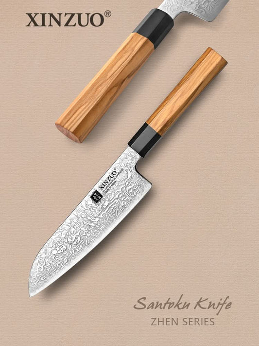 XINZUO PM8 Series 67 Layers Damascus Powder Steel Santoku Knife 7.5 inches