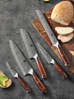 XINZUO 5-Piece 67 Layers Damascus Knife Set—Core Hardness 60±2HRC, Ultra-Sharp Kitchen Knives for Home Chefs & Daily Meal Prep