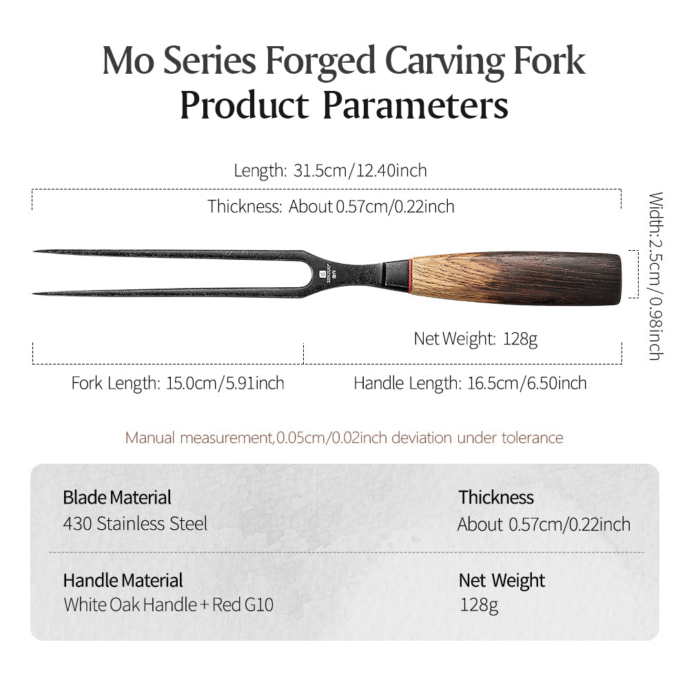 XINZUO 6 Inch Carving Fork with Burnt Oak Handle - Professional Meat Fork for Roasts, BBQ and Serving