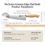 XINZUO Granton Edge Chef Knife - Triple-Layer Damascus Steel with Olive Wood Handle, Non-Stick & Razor Sharp-PIN Series