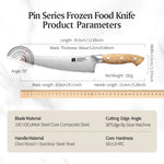 XINZUO Serrated Frozen Food Knife - Triple-Layer Composited Steel with Olive Wood Handle, Razor Sharp & Ergonomic Design-PIN Series