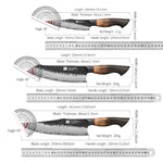 XINZUO 3-Piece Knife Set, 67 Layers Black Damascus Steel Chef Knife/Santoku Knife/Kitchen Utility Knife with  Burnt Oak Handle MO-Series