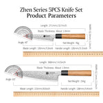 XINZUO 5-Piece Complete Kitchen Knife Set, Custom 67 Layer Damascus Steel Blade,Olive Wood Handle, For Home Daily Food Prep