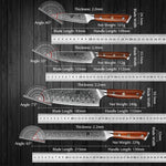 XINZUO 7-Piece Damascus Knife Collection — All-in-One Kitchen Cutlery Set for Meat, Veg, Fruit & Bread | 67-Layer Damascus Steel, Rosewood Handle, 60±2 HRC
