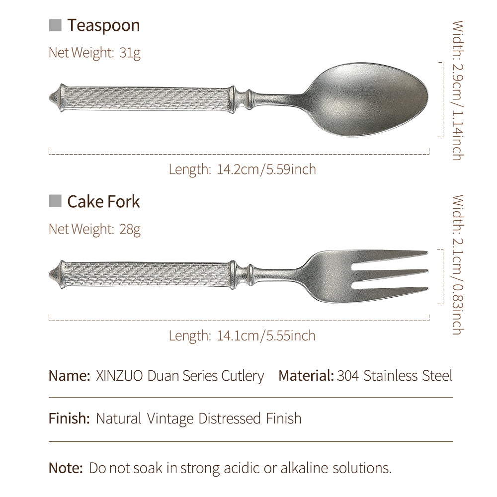 XINZUO One-Piece Forged Cutlery Premium 304 Stainless Steel Sturdy & Functional-Vintage Relief Pattern Handle