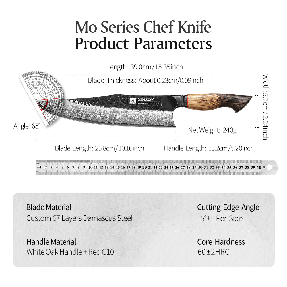 XINZUO Customized 67 Layers Damascus Steel 10.2 Inches Chef Knife Hardness 60±2HRC Household Kitchen Knife