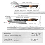 XINZUO 2-Piece Knife Set, 67 Layers Black Damascus Steel Chef Knife and Kitchen Utility Knife with  Burnt Oak Handle MO-Series