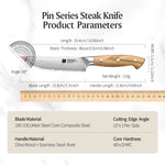 XINZUO Single Steak Knife - Triple-Layer Composited Steel with Olive Wood Handle, Razor Sharp & Ergonomic Design-PIN Series