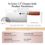 XINZUO 7.5 Inches Meat and Bone Knife, 3-Layer Forged Steel with Red Sandalwood Handle &amp; Copper Rivets, 58-60HRC - Multi-Purpose Chef's Cleaver