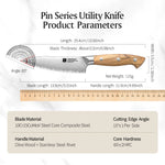 XINZUO 5.3 Inches Kitchen Utility Knife - Triple-Layer Composited Steel with Olive Wood Handle, Razor Sharp & Ergonomic Design-PIN Series