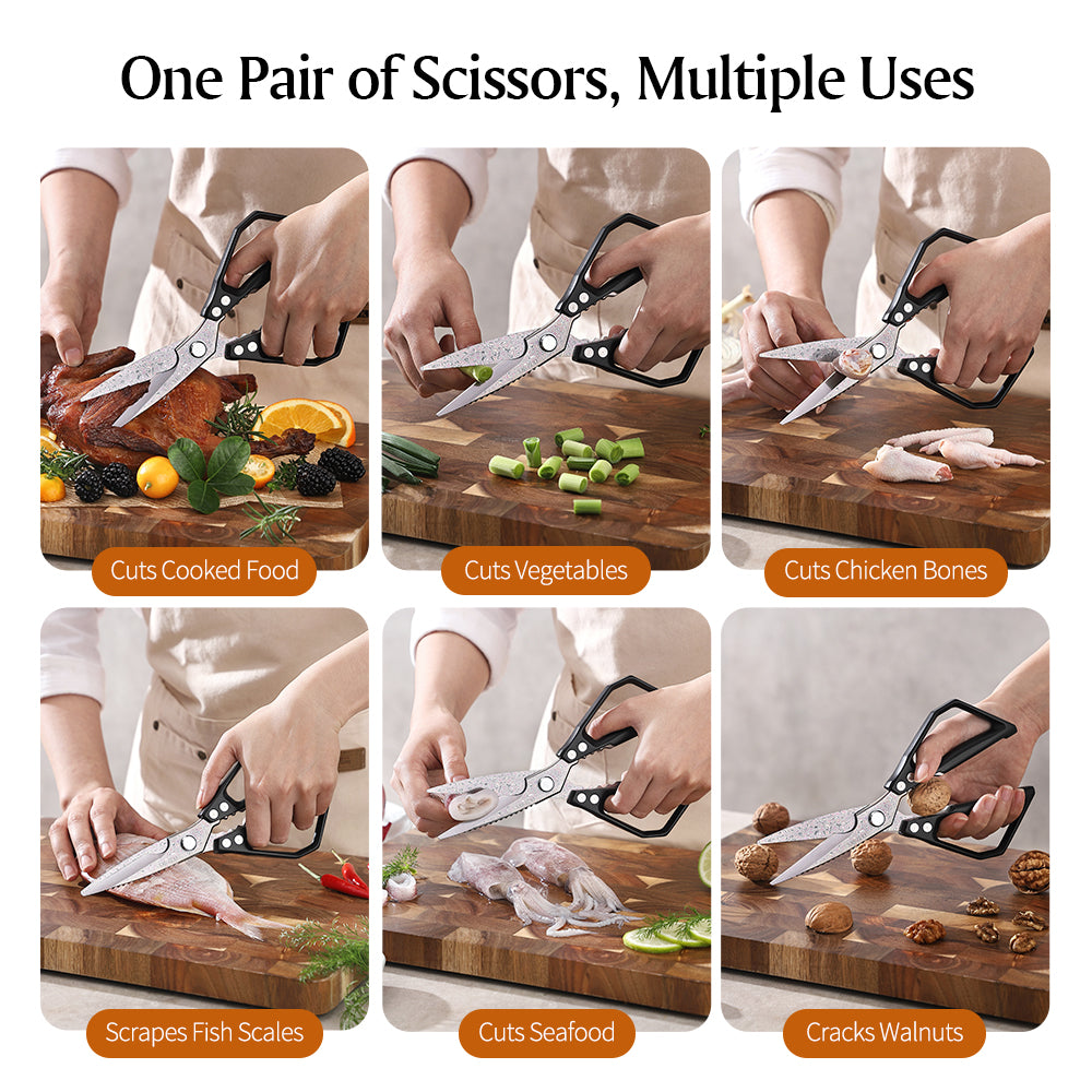 XINZUO Multi-Functional Kitchen Scissors 119 Layers Damascus Steel Iridescent Finish-Effort-saving Design