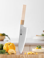 XINZUO 7.5 Inches Santoku Knife, Japanese Aogami #2 Steel, 62-64HRC, Ergonomic Octagonal Handle, Exquisite Gift-Ready Packaging