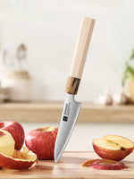 XINZUO Paring Knife Aogami No.2 Composite Steel, 3-Layer Sanyo Riki Blade 62-64HRC, Japanese Kitchen Knife
