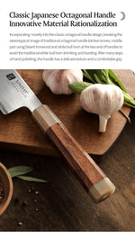 XINZUO Zhen XZ05 Series ZDP-189 Powder Steel Kitchen Knife 5pcs Set, Made of Three-layer Composite Steel, Hardness Reaches 65-67HRC, Desert lronwood Octagonal HandIe