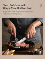 XINZUO Zhen XZ05 Series ZDP-189 Powder Steel Steak Knife 5.5 Inch, Made of Three-layer Composite Steel, Hardness Reaches 65-67HRC, Desert lronwood Octagonal HandIe