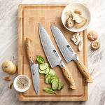 XINZUO 3PCS Kitchen Knife Set - Triple-Layer Composited Steel with Olive Wood Handle, Razor Sharp & Ergonomic Design-PIN Series