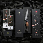 XINZUO 5.6 Inches 67 Layers Black Damascus Steel Kitchen Utility Knife with  Burnt Oak Handle MO-Series